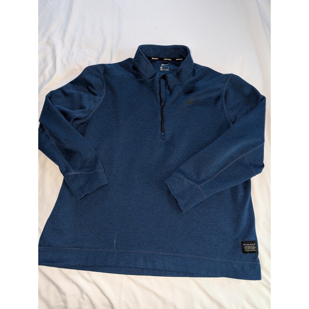 Nike Golf Mens Extra Large Long Sleeve Dark Blue Lined Quarter‎ Zip Pullover